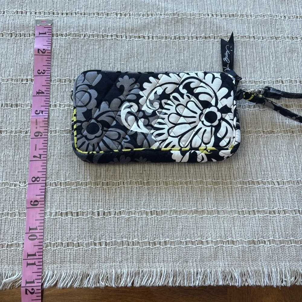 Vera Bradley Baroque Black & Yellow Floral Wristlet Zip Pouch